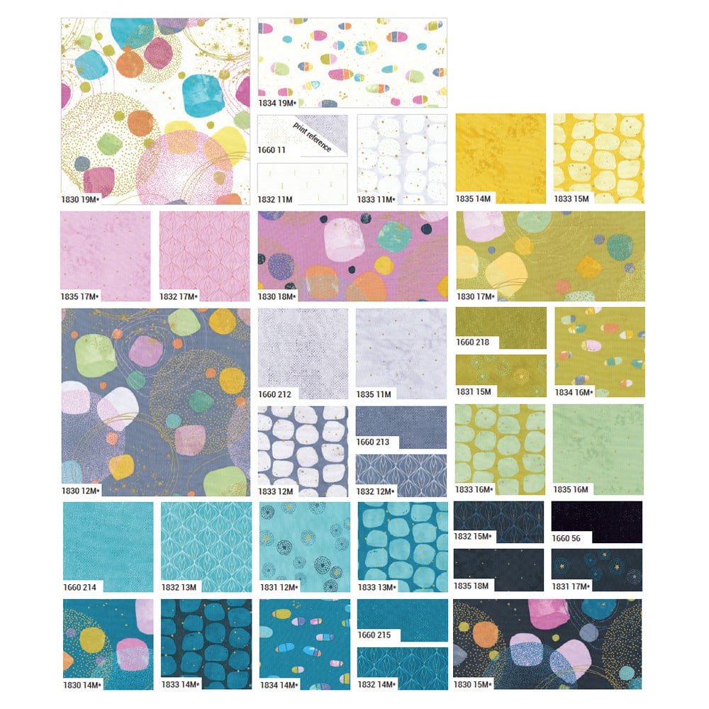 Multi-coloured Fun and Funky Moda Fabric Pre Cuts Moda Flirtation Fat Quarter Pack 36 Piece 1830AB - The Sewing Studio