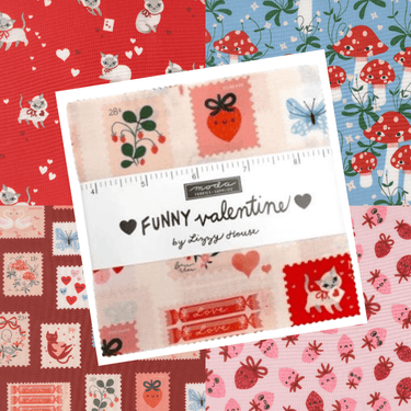 Moda Fabric Pre Cuts Moda Funny Valentine Charm Pack  - The Sewing Studio for sale UK - The Sewing Studio