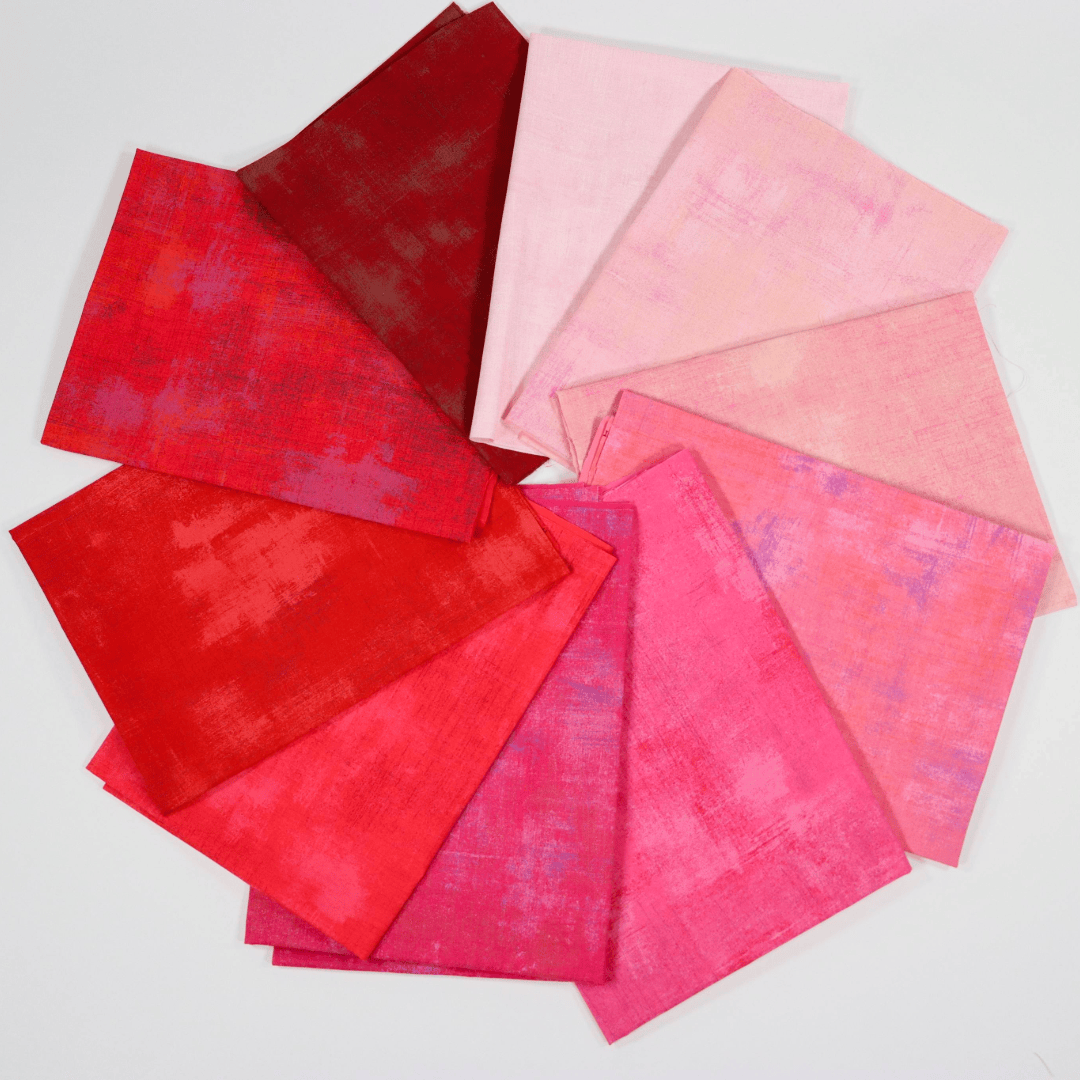 Moda Fabric Pre Cuts Moda Grunge Stitch Pink 10 Piece Fat Quarter Bundle - The Sewing Studio