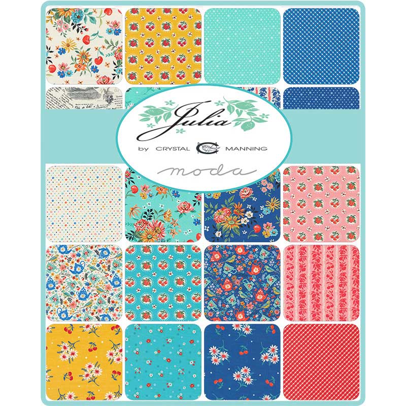 Multi-coloured Floral Moda Fabric Pre Cuts Moda Julia Charm Pack 11920PP - The Sewing Studio