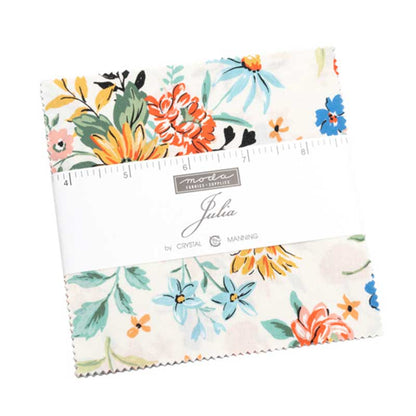 Multi-coloured Floral Moda Fabric Pre Cuts Moda Julia Charm Pack 11920PP - The Sewing Studio