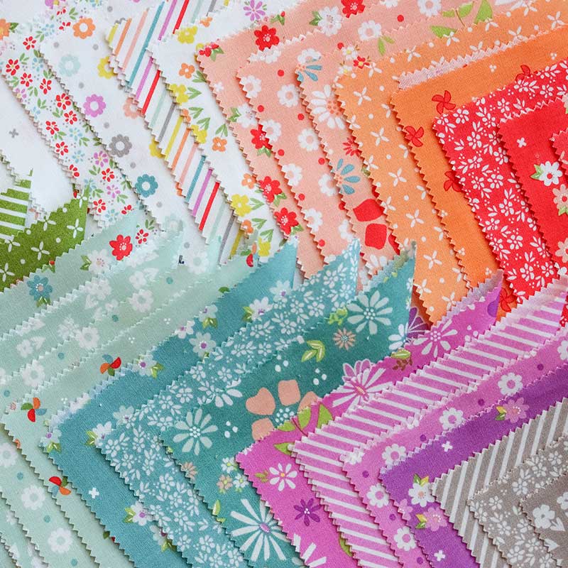 Multi-coloured Small Print, Foliage Moda Fabric Pre Cuts Moda Laguna Sunrise Jelly Roll 37680JR - The Sewing Studio
