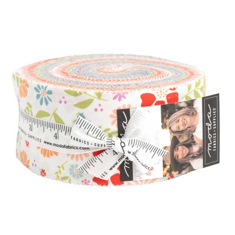 Multi-coloured Small Print, Foliage Moda Fabric Pre Cuts Moda Laguna Sunrise Jelly Roll 37680JR - The Sewing Studio