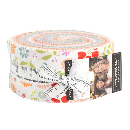 Multi-coloured Small Print, Foliage Moda Fabric Pre Cuts Moda Laguna Sunrise Jelly Roll 37680JR - The Sewing Studio
