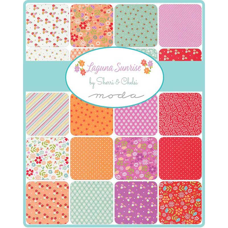Multi-coloured Small Print, Foliage Moda Fabric Pre Cuts Moda Laguna Sunrise Jelly Roll 37680JR - The Sewing Studio