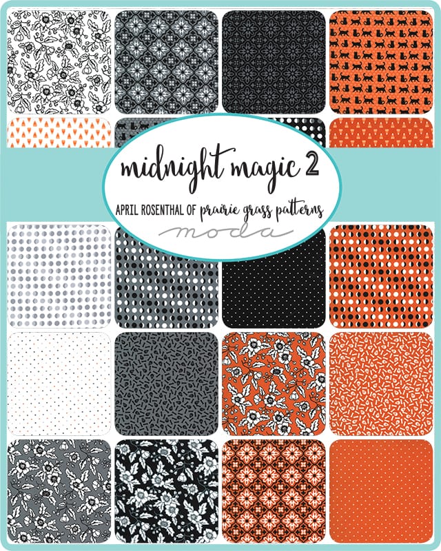 Multi-coloured Halloween Moda Fabric Pre Cuts Moda Midnight Magic 2 Jelly Roll - The Sewing Studio