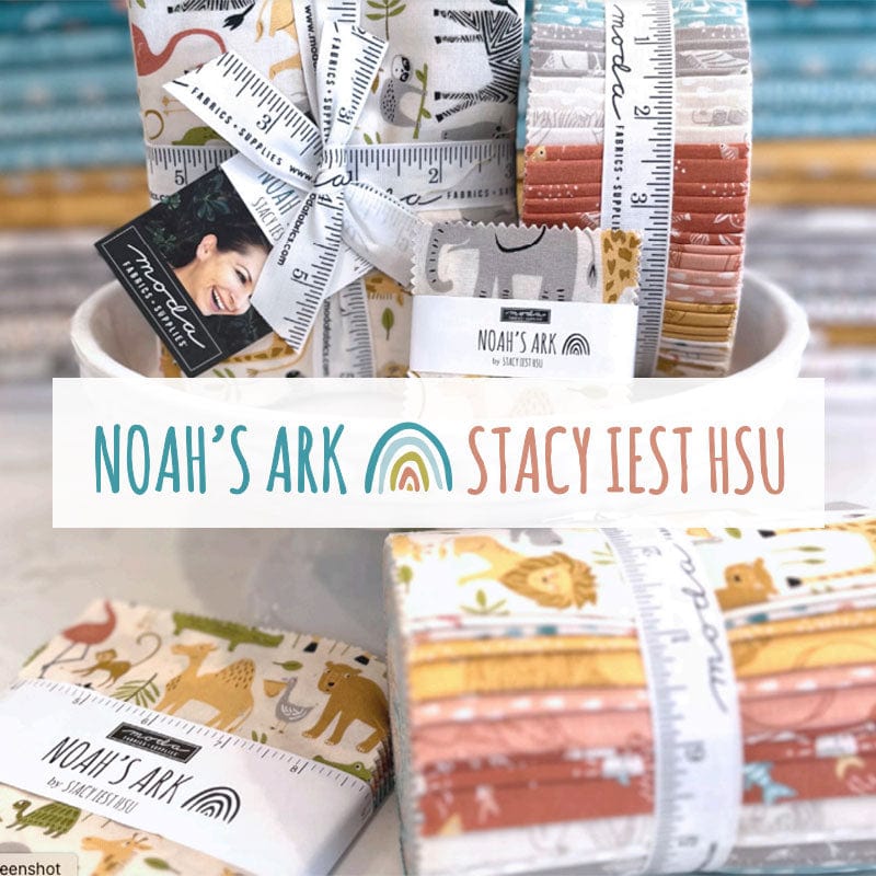 Multi-coloured Novelty, Animals, Childrens, Small Print Moda Fabric Pre Cuts Moda Noahs Ark Fat Quarter Pack 20 Piece 20870AB - The Sewing Studio