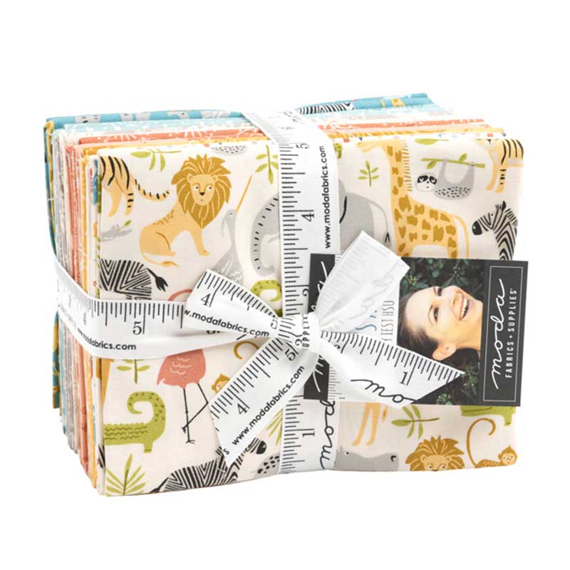 Multi-coloured Novelty, Animals, Childrens, Small Print Moda Fabric Pre Cuts Moda Noahs Ark Fat Quarter Pack 20 Piece 20870AB - The Sewing Studio