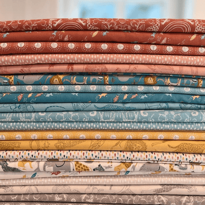 Multi-coloured Novelty, Animals, Childrens, Small Print Moda Fabric Pre Cuts Moda Noahs Ark Fat Quarter Pack 20 Piece 20870AB - The Sewing Studio