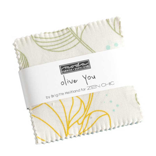 Multi-coloured Foliage, Small Print Moda Fabric Pre Cuts Moda Olive You Mini Charm 1880MC - The Sewing Studio