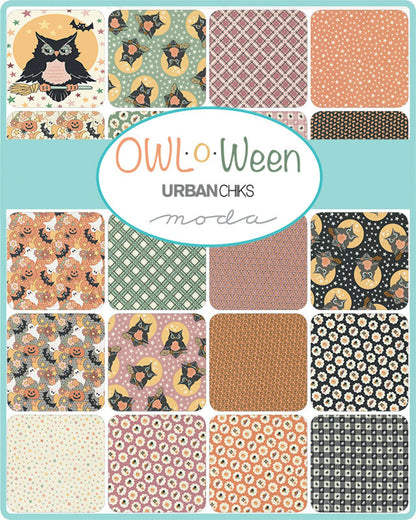 Multi-coloured Halloween Moda Fabric Pre Cuts Moda Owl O Ween Jelly Roll 31190JR - The Sewing Studio