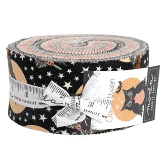 Multi-coloured Halloween Moda Fabric Pre Cuts Moda Owl O Ween Jelly Roll 31190JR - The Sewing Studio