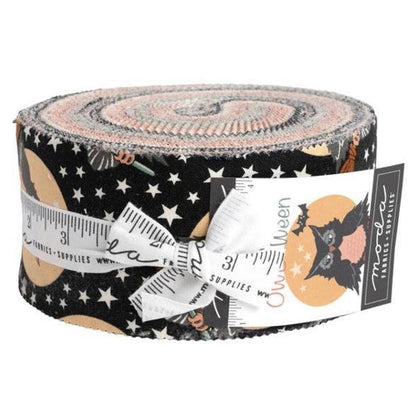Multi-coloured Halloween Moda Fabric Pre Cuts Moda Owl O Ween Jelly Roll 31190JR - The Sewing Studio
