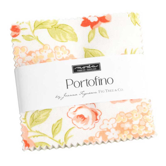 Multi-coloured Floral, Foliage Moda Fabric Pre Cuts Moda Portofino Mini Charm 35390MC - The Sewing Studio