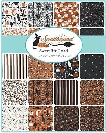 Multi-coloured Halloween Moda Fabric Pre Cuts Moda Spellbound Jelly Roll 43140JR - The Sewing Studio