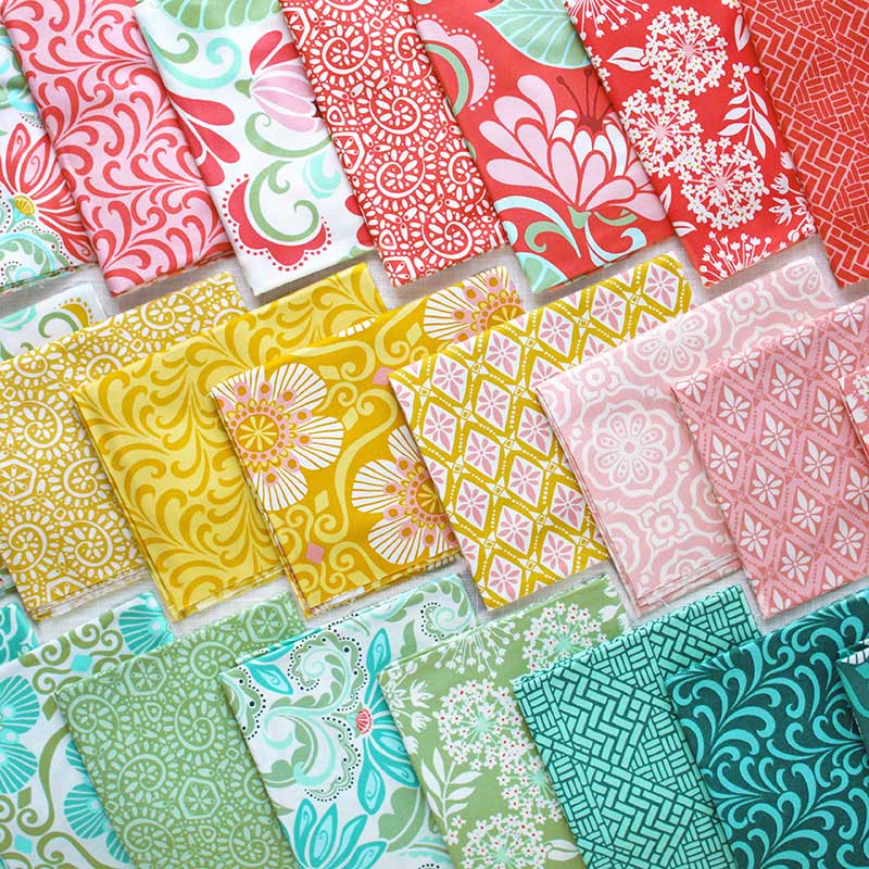 Multi-coloured Floral, Foliage Moda Fabric Pre Cuts Moda Tango Layer Cake 27330LC - The Sewing Studio