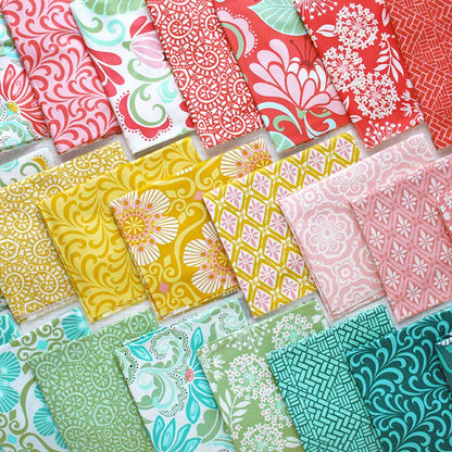 Multi-coloured Floral, Foliage Moda Fabric Pre Cuts Moda Tango Layer Cake 27330LC - The Sewing Studio