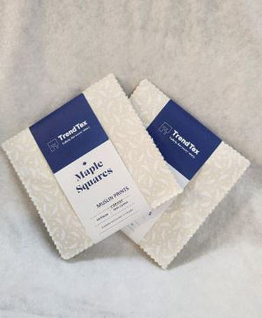 Moda Fabric Pre Cuts TrendTex Muslin Prints Maple Squares Cream  - The Sewing Studio for sale UK - The Sewing Studio