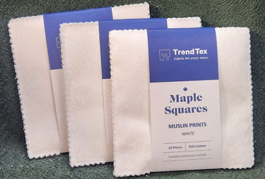 Moda Fabric Pre Cuts TrendTex Muslin Prints Maple Squares White  - The Sewing Studio for sale UK - The Sewing Studio
