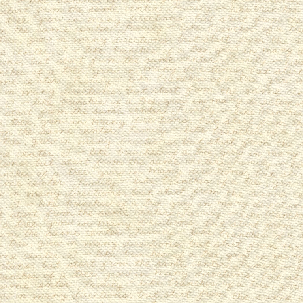 Creams and Naturals Writing And Script Moda Fabric Moda Family Tree - The Sewing Studio