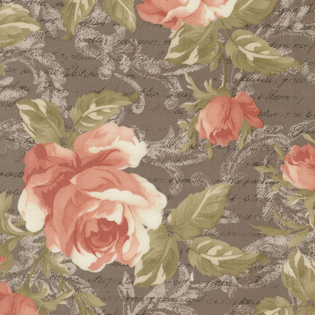 Grey Floral Moda Fabric Moda Dearly Beloved in Romance Florals Text Dovetail - The Sewing Studio