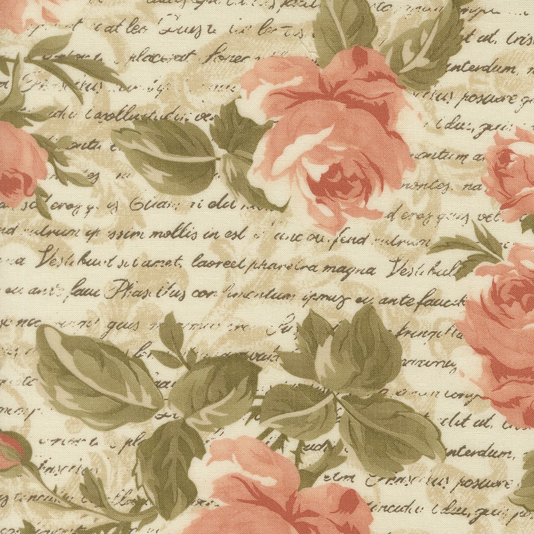 Multi-coloured Floral Moda Fabric Moda Dearly Beloved in Romance Florals Text Lace - The Sewing Studio