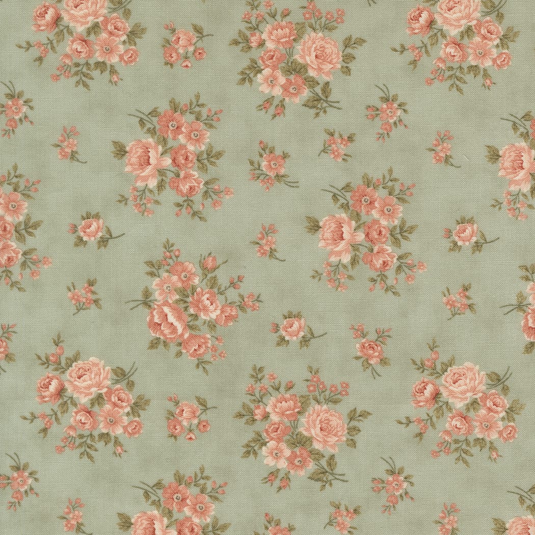 Blue Floral Moda Fabric Moda Dearly Beloved in Rose Bouquet Florals Mist - The Sewing Studio