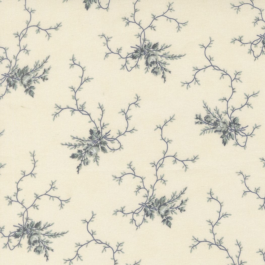 Creams and Naturals Floral Moda Fabric Moda Breathtaking Blues - The Sewing Studio