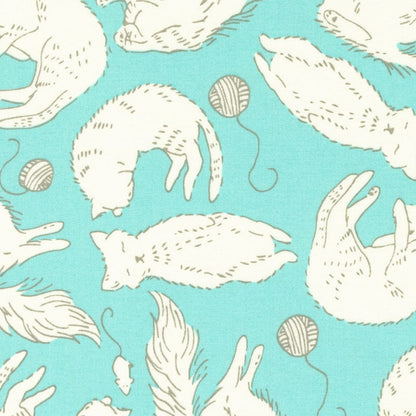 Green Dogs and Cats Moda Fabric Moda Here Kitty Kitty - The Sewing Studio