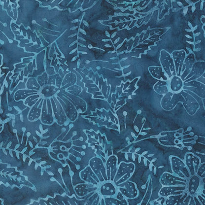Blue Hand Dyed, Foliage Moda Fabric Moda Blue Ridge Batiks - The Sewing Studio