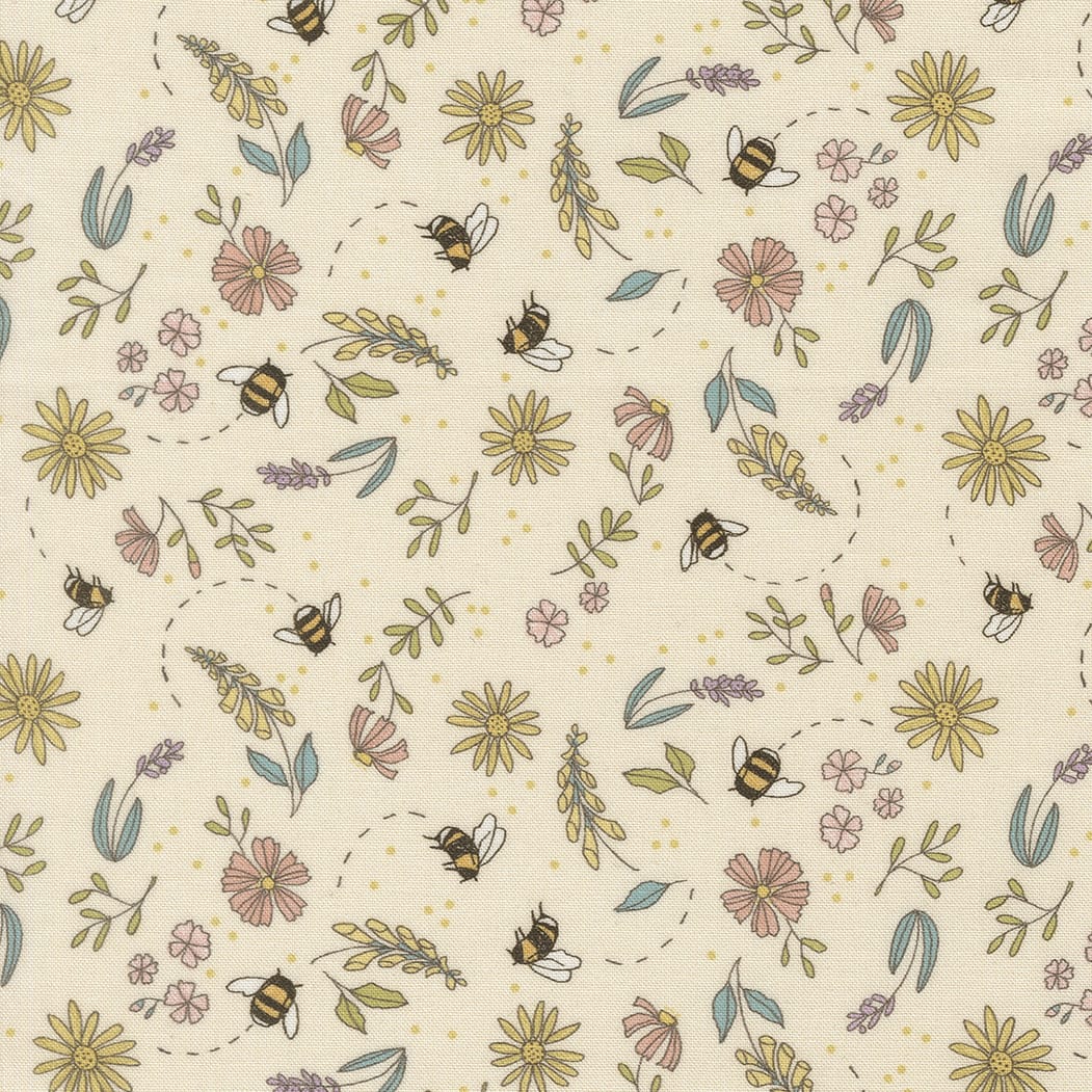 Multi-coloured Floral Moda Fabric Moda Pollinators in Tiny Garden Cloud - The Sewing Studio