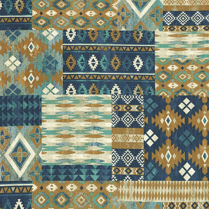 Multi-coloured Large Print Moda Fabric Moda Saddle Ranch Fabric in Western Patchwork 33798-11 - The Sewing Studio