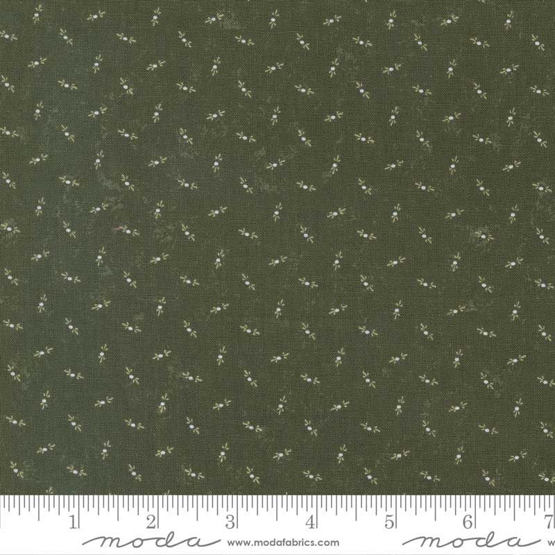 Moda Fluttering Leaves Dots Evergreen 9738-15 Ruler Image