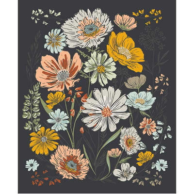 Moda Woodland Wildflowers Charcoal Fabric Panel 45588-19
