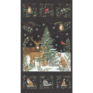 Moda Woodland Winter Fabric Panel Charcoal Black 56099-17 Main Image