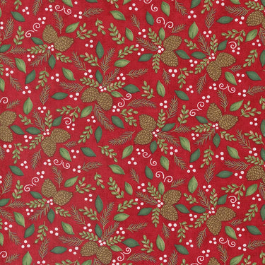 Moda Woodland Winter Pinecones Cardinal Red 56094-13 Main Image