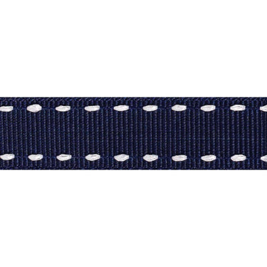 Stitched Grosgrain Ribbon: Navy and White: 15mm wide. Price per metre.