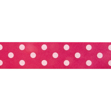 Polka Dot Ribbon: 25mm: Shocking Pink. Price per metre.