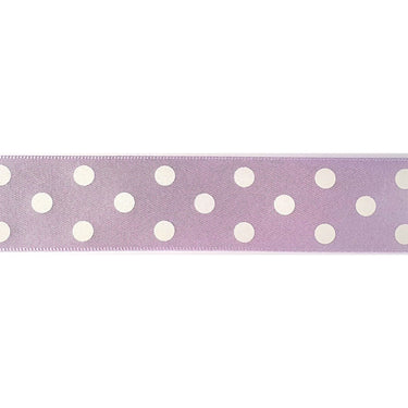 Polka Dot Ribbon: 25mm: Lilac. Price per metre.