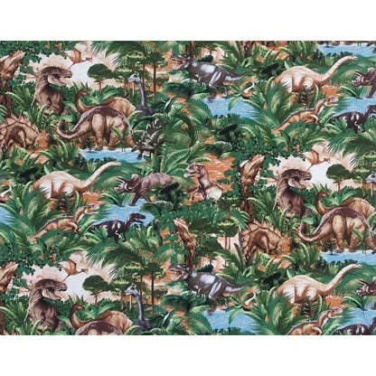 Timeless Treasures Patchwork Fabric Dinosaurs Scenic