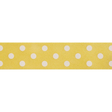 Polka Dot Ribbon: Lemon Yellow: 25mm wide. Price per metre.