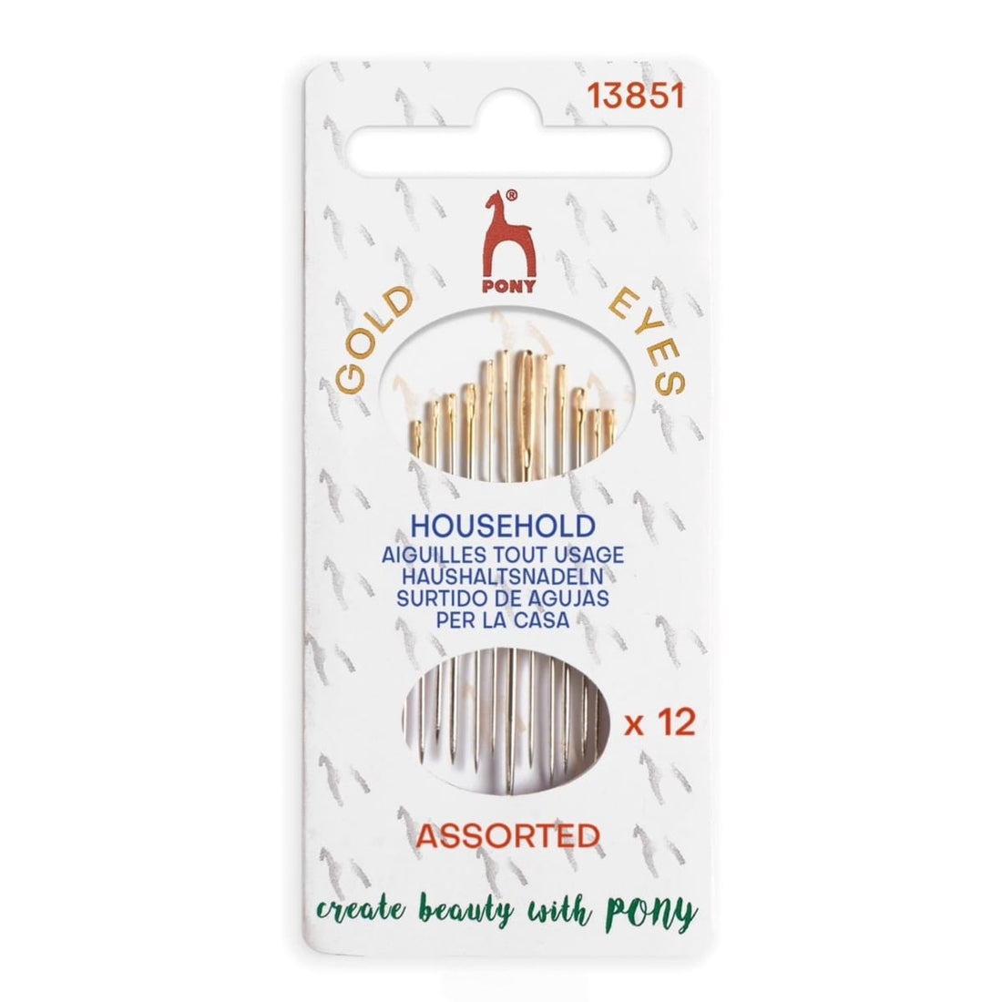 Hand Sewing Needles: Household: Gold Eye: Assorted Sizes