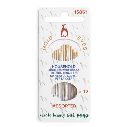 Hand Sewing Needles: Household: Gold Eye: Assorted Sizes