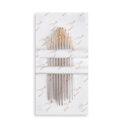 Hand Sewing Needles: Short darners: Gold Eye: Sizes 1-5