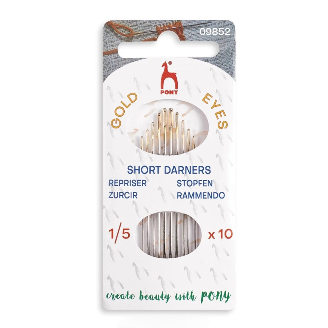 Hand Sewing Needles: Short darners: Gold Eye: Sizes 1-5