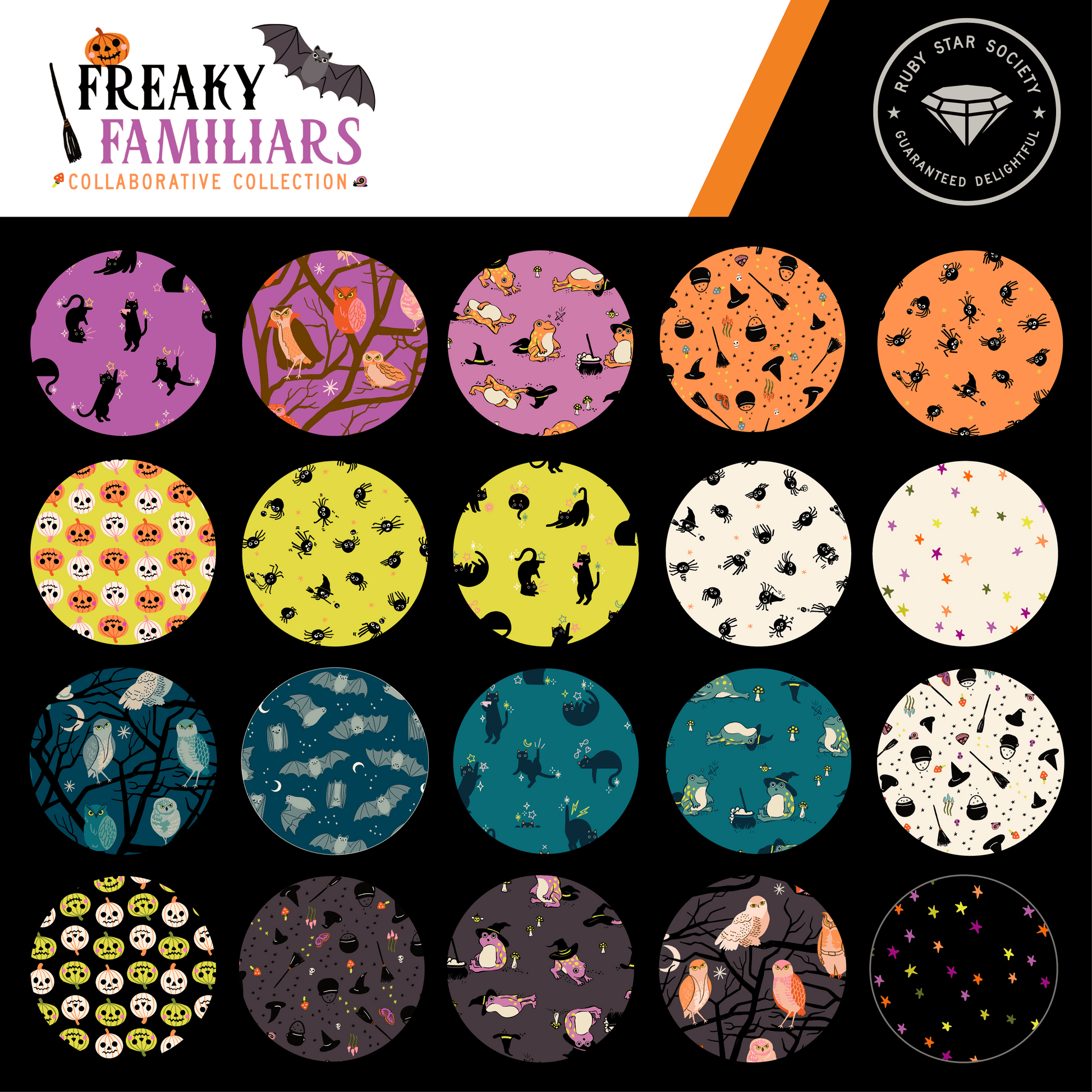 Ruby Star Society Fabric Pre Cuts Ruby Star Society Freaky Familiars Fat Quarter Bundle 24 Pieces - The Sewing Studio