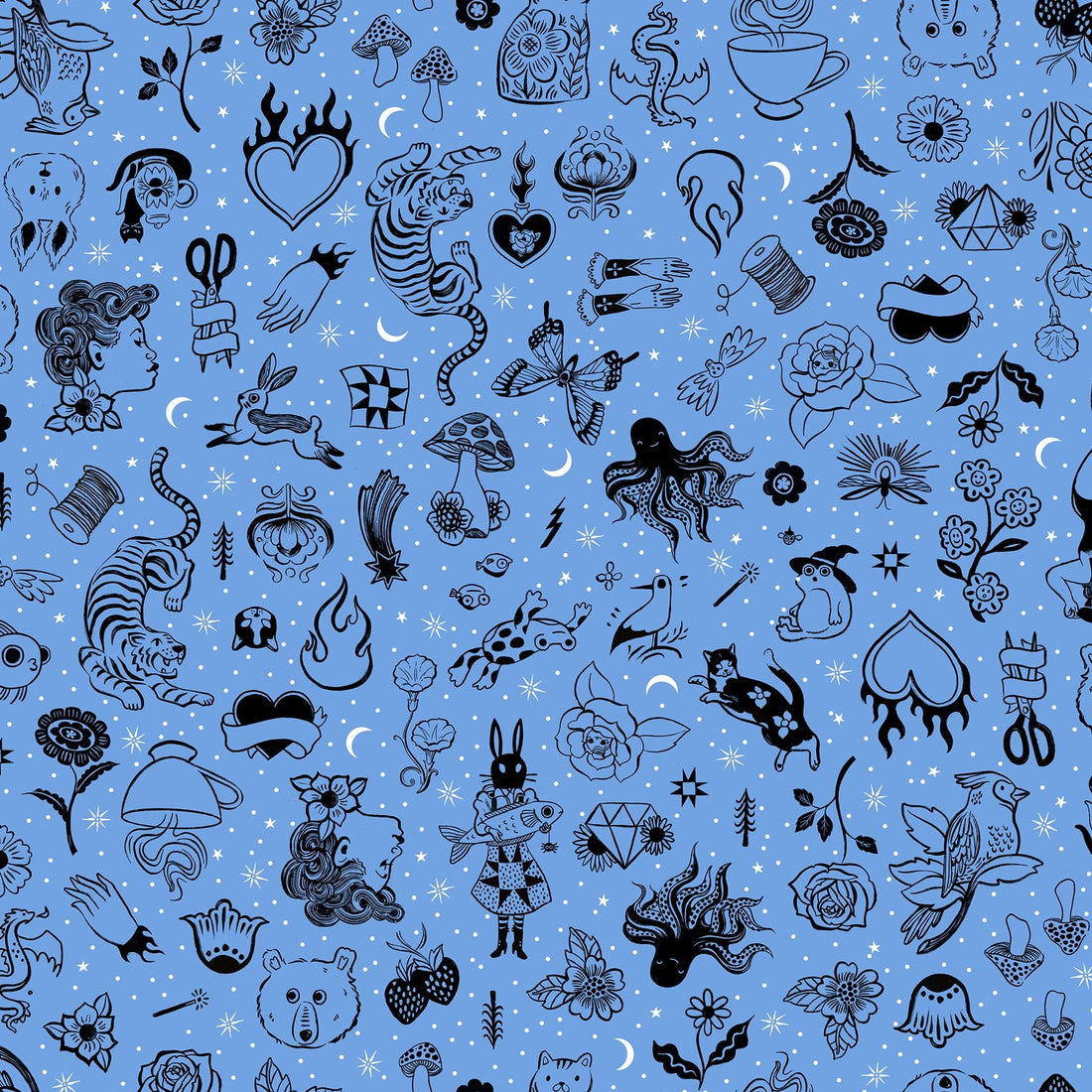 Blue Novelty Ruby Star Society Fabric Ruby Star Society Ink Shop - The Sewing Studio
