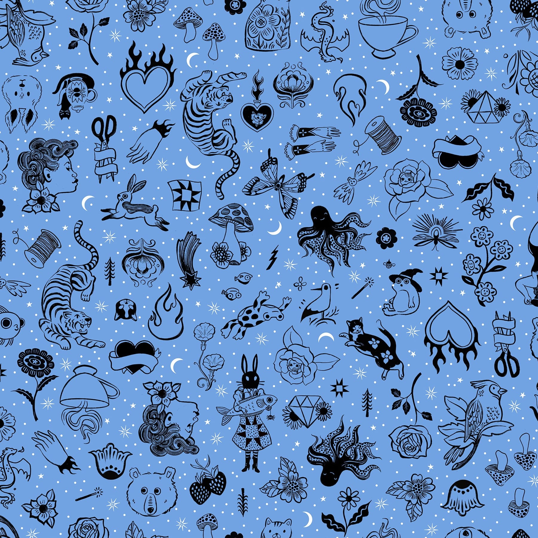 Blue Novelty Ruby Star Society Fabric Ruby Star Society Ink Shop - The Sewing Studio