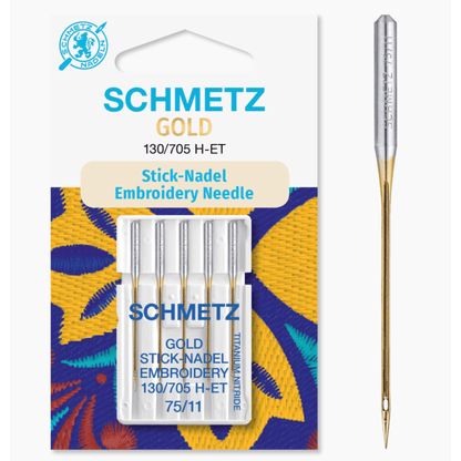 Schmetz Machine Needles Schmetz Gold Embroidery Sewing Machine Needles Pack of 5  - The Sewing Studio