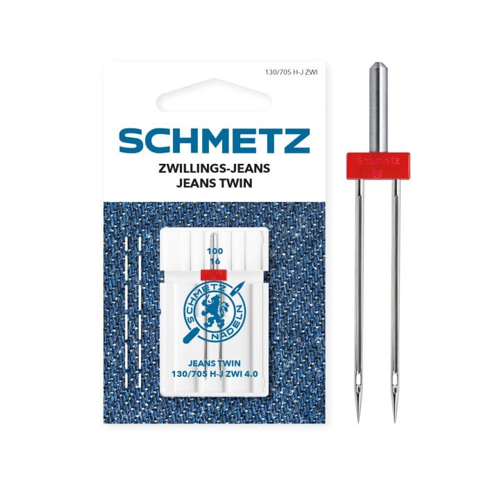 Schmetz Machine Needles Schmetz Sewing Machine Needle Jeans Twin 4.0mm Size 100  - The Sewing Studio